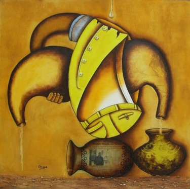 Peinture intitulée "partage-100-x-100-c…" par Guypa Mondo Artiste Bantu, Œuvre d'art originale