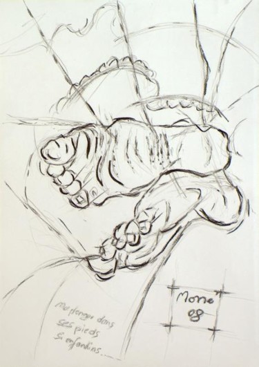 Drawing titled "Pieds 2" by Mone Popp, Original Artwork, Other