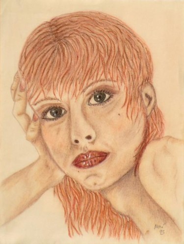 Malerei mit dem Titel "La rousse" von Mone Popp, Original-Kunstwerk, Pastell
