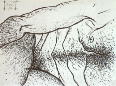 Zeichnungen mit dem Titel "L'homme tant aimé 3" von Mone Popp, Original-Kunstwerk, Andere