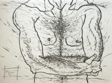 Zeichnungen mit dem Titel "L'homme tant aimé 5" von Mone Popp, Original-Kunstwerk, Andere