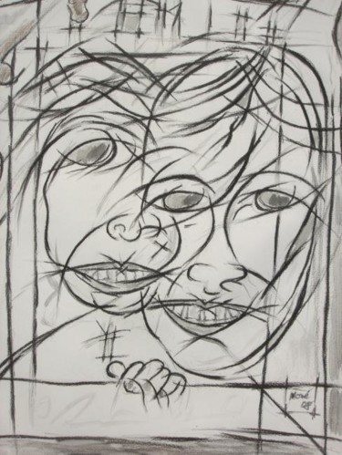 Zeichnungen mit dem Titel "Meriem et Layla" von Mone Popp, Original-Kunstwerk, Andere