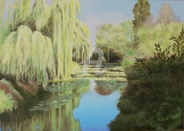 Peinture intitulée "JARDIN  DE  GIVERNY…" par Monelle, Œuvre d'art originale, Huile