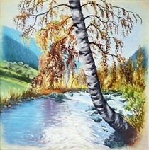 Peinture intitulée "Automne,reflets d'e…" par Monelle, Œuvre d'art originale, Huile