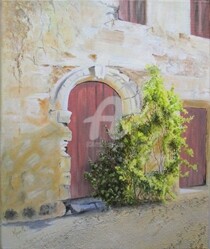 Peinture intitulée "VIEILLE PORTE. BOUR…" par Monelle, Œuvre d'art originale, Huile