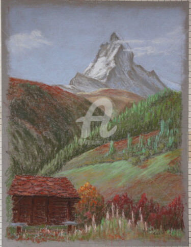 Peinture intitulée "LE CERVIN. (SUISSE.)" par Monelle, Œuvre d'art originale, Pastel
