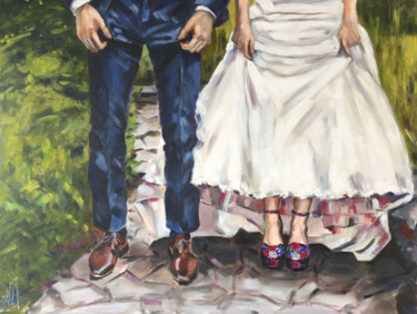 Pintura intitulada "Wedding Shoes" por Monica Callaghan, Obras de arte originais, Acrílico