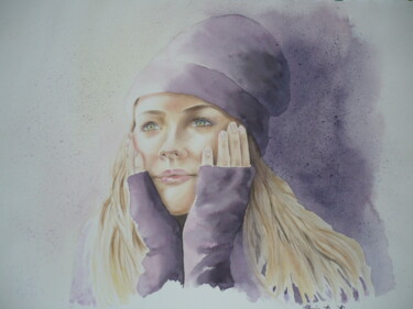 Painting titled "sognando.jpg" by Monica Buccilli, Original Artwork, Watercolor