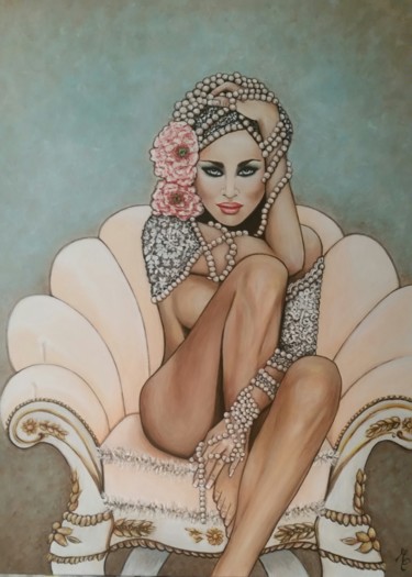Painting titled "Pearls & Lace" by Monica Canovas, Original Artwork