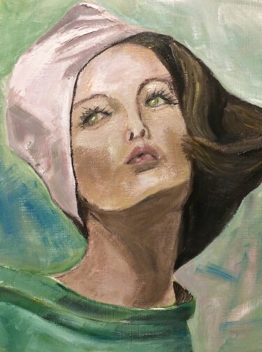 Pintura titulada "La dama del sombrer…" por Mónica Caruncho Fontela, Obra de arte original, Oleo
