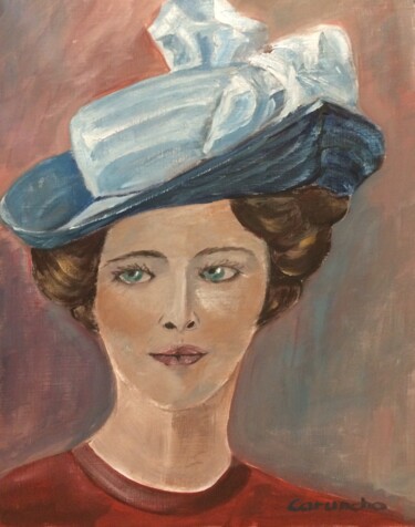 Painting titled "La dama del sombrer…" by Mónica Caruncho Fontela, Original Artwork, Oil
