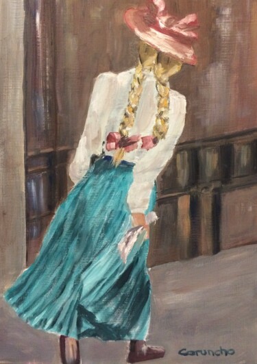 Painting titled "La dama del sombrer…" by Mónica Caruncho Fontela, Original Artwork, Oil