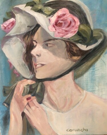 Painting titled "La dama del sombrer…" by Mónica Caruncho Fontela, Original Artwork, Oil