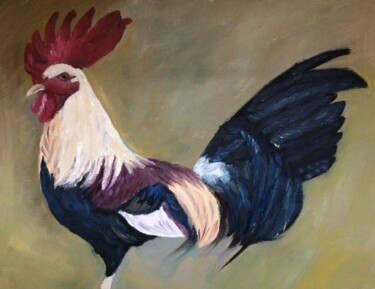 Painting titled "Gallo" by Mónica Caruncho Fontela, Original Artwork, Oil