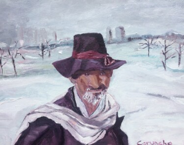 Painting titled "Campesino" by Mónica Caruncho Fontela, Original Artwork, Oil