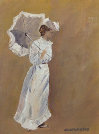 Painting titled "La dama del sombrer…" by Mónica Caruncho Fontela, Original Artwork, Oil