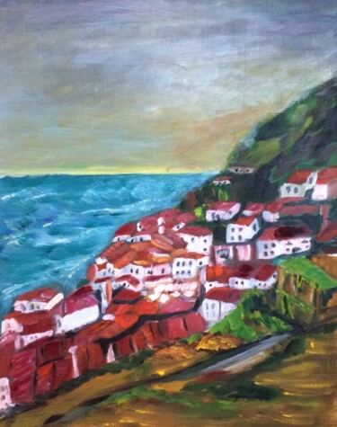 Painting titled "Cudillero" by Mónica Caruncho Fontela, Original Artwork, Oil