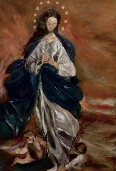 Pintura titulada "La Inmaculada Conce…" por Mónica Caruncho Fontela, Obra de arte original, Oleo