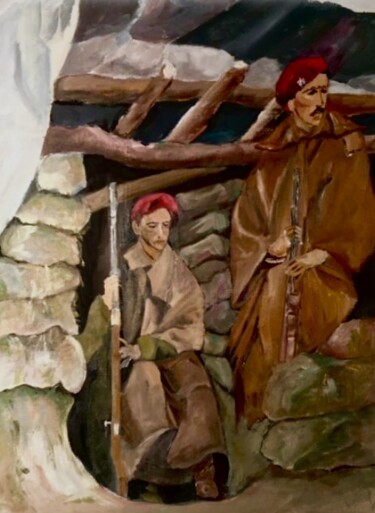 Painting titled "Requetés en el pues…" by Mónica Caruncho Fontela, Original Artwork, Oil