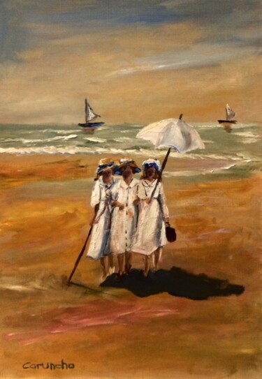 Peinture intitulée "Tres hermanas" par Mónica Caruncho Fontela, Œuvre d'art originale, Huile