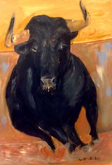 Pintura titulada "Toro bravo" por Mónica Caruncho Fontela, Obra de arte original, Oleo