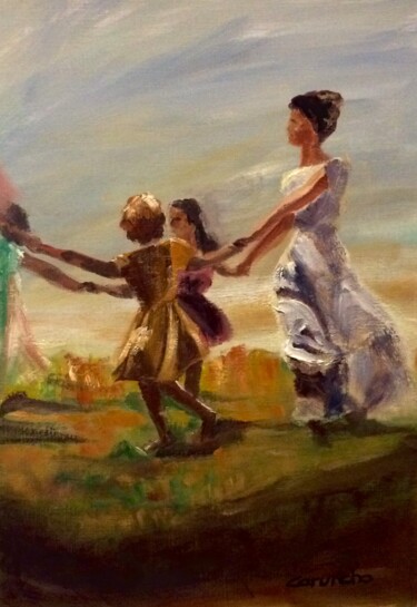 Pintura titulada "Al corro de la pata…" por Mónica Caruncho Fontela, Obra de arte original, Oleo