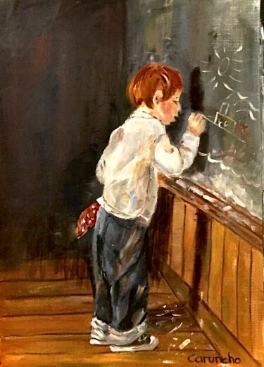 Pintura titulada "En la escuela" por Mónica Caruncho Fontela, Obra de arte original, Oleo