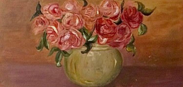 Картина под названием "Flores" - Mónica Caruncho Fontela, Подлинное произведение искусства, Масло