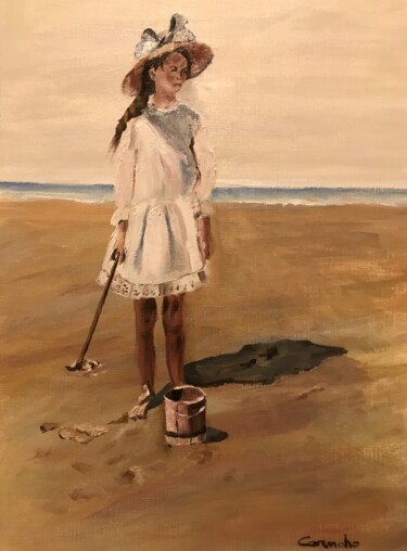 Painting titled "La niña del sombrero" by Mónica Caruncho Fontela, Original Artwork, Oil