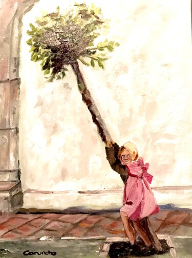 Painting titled "Bajo el árbol" by Mónica Caruncho Fontela, Original Artwork, Oil