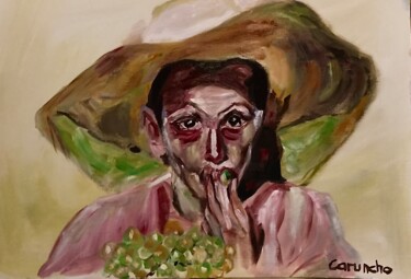 Malarstwo zatytułowany „Comiendo uvas (copi…” autorstwa Mónica Caruncho Fontela, Oryginalna praca, Olej