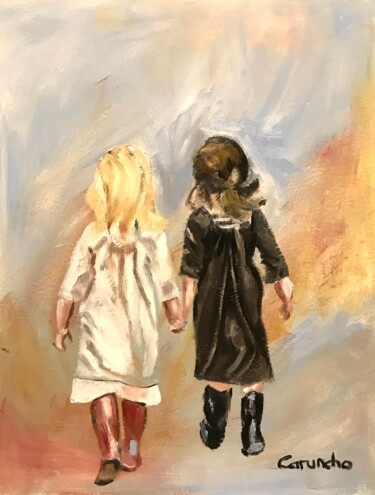 Painting titled "Rubia y morena" by Mónica Caruncho Fontela, Original Artwork, Oil