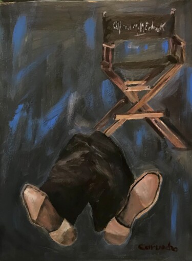 Painting titled "Alfred Hitchcock" by Mónica Caruncho Fontela, Original Artwork, Oil