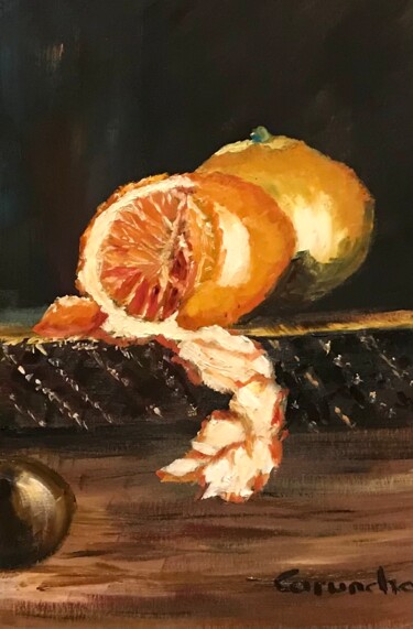 Schilderij getiteld "Mandarinas" door Mónica Caruncho Fontela, Origineel Kunstwerk, Olie