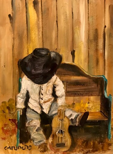 Pintura titulada "El pequeño vaquero" por Mónica Caruncho Fontela, Obra de arte original, Oleo