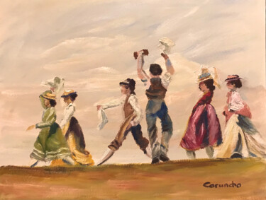 Malerei mit dem Titel "La verbena" von Mónica Caruncho Fontela, Original-Kunstwerk, Öl