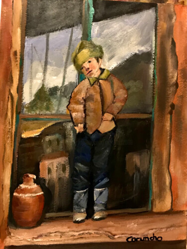 Painting titled "En la ventana" by Mónica Caruncho Fontela, Original Artwork, Oil