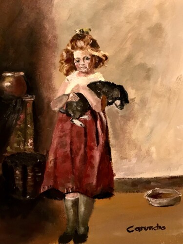 Картина под названием "En un rincón de casa" - Mónica Caruncho Fontela, Подлинное произведение искусства, Масло
