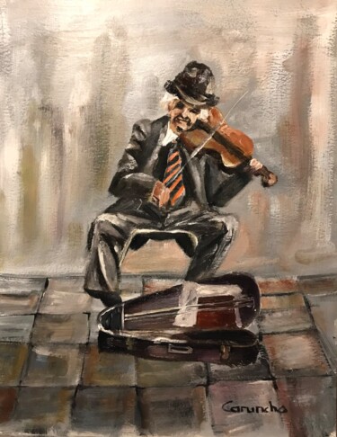 Pittura intitolato "El violinista" da Mónica Caruncho Fontela, Opera d'arte originale, Olio