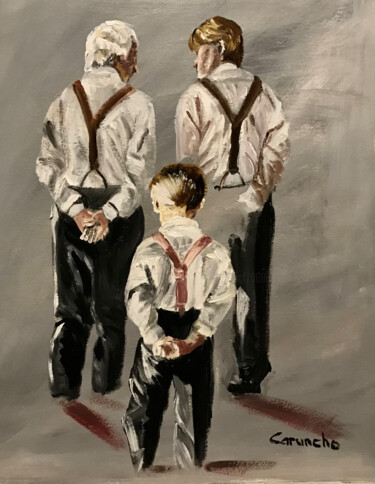 Malerei mit dem Titel "Tres generaciones" von Mónica Caruncho Fontela, Original-Kunstwerk, Öl
