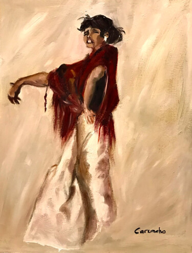 Painting titled "Bailarina gitana es…" by Mónica Caruncho Fontela, Original Artwork, Oil