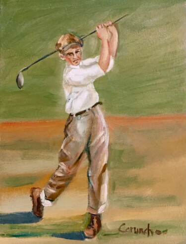 Peinture intitulée "Golfista" par Mónica Caruncho Fontela, Œuvre d'art originale, Huile