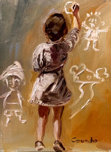 Pintura titulada "La tiza" por Mónica Caruncho Fontela, Obra de arte original, Oleo