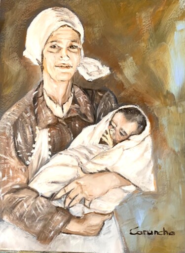 Pintura titulada "Recién nacido II" por Mónica Caruncho Fontela, Obra de arte original, Oleo