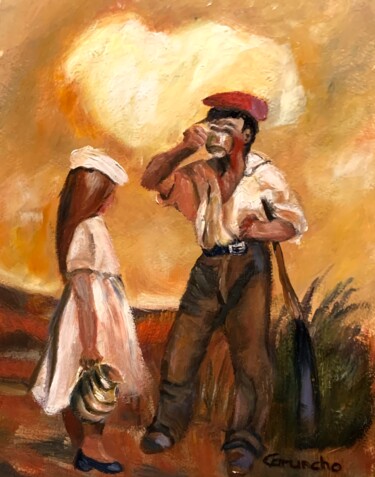 Painting titled "La jarra de agua" by Mónica Caruncho Fontela, Original Artwork, Oil