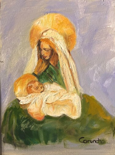 Pintura titulada "La Virgen con el Ni…" por Mónica Caruncho Fontela, Obra de arte original, Oleo