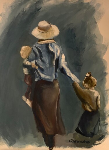 Painting titled "Camino a la granja" by Mónica Caruncho Fontela, Original Artwork, Oil