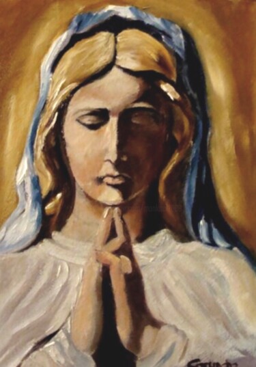 Painting titled "La Santísima Virgen…" by Mónica Caruncho Fontela, Original Artwork, Oil