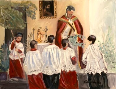 Schilderij getiteld "Domingo de Ramos en…" door Mónica Caruncho Fontela, Origineel Kunstwerk, Olie