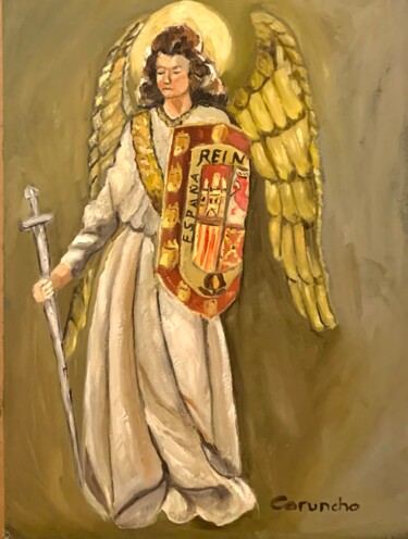 Painting titled "Santo Ángel custodi…" by Mónica Caruncho Fontela, Original Artwork, Oil